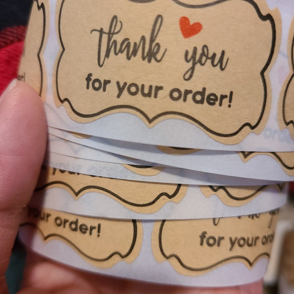 150 THANK YOU FOR YOUR ORDER Kraft Sticker 2" x 1"